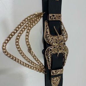 Brass accent waist belt large